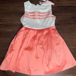 Elegant Coral and White Kids Formal Dress